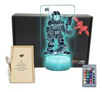 (As show, One size) Spaceman 3D Illusion LED Table Lamp Astronaut Outer Space Night Light with 16 Colors Remote Control Toys