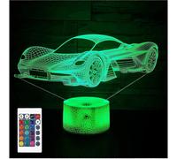 (As show, One size) Sports Car 3D Night Light,16 Colors Remote Control & Smart Touch Dimmable 3D Illusion Bedside Lamp