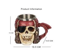 (As show, One size) Stainless Steel Skull Mug, 3D Chalice Skull Mug Beer Mugs Medieval Skeleton Gothic Coffee Mug Horror Mug, Viking Tankard, Decoration for Party/Hallowe