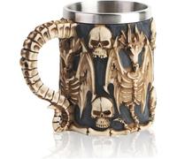 (As show, One size) Stainless Steel Skull Mug, 3D Skull Chalice Skull Mug Medieval Beer Mugs Gothic Coffee Mug Horror Mug, Viking Tankard, Decoration for Party/Halloween