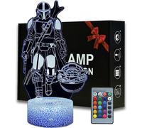 (As show, One size) Star Wars Night Light for Boys Mandalorian 3D Lamp with Remote Control Kids Bedroom Star Wars Lighting