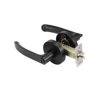 (As show, One size) Straight Door Lever With Lock and Key, Privacy, Silent Lock Matte Black