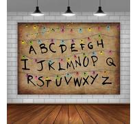 (As show, One size) Stranger Backdrops for Photography Rustic Alphabet Colorful Lights Background Kids Birthday Party Decorations Supplies Cake Table Banner Photo Booth P