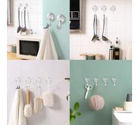 (As show, One size) Suction Cup Hooks, Small Clear Reusable Heavy Duty Vacuum Suction Cup Hooks with Cleaning Cloth Strong Window Glass Kitc