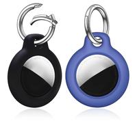 (As show, One size) Suitable for Airtag Keychain [2 Pack] Case Compatible with Apple Airtag Case, GPS Air Tag Airtags Keychain (Black/Blue)