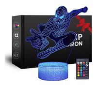 (As show, One size) Superhero 3D Night Light, Baby Night Light with 7 Colors Changing Touch Remote Control Bedroom Decorative Light for Boys Girls Kids