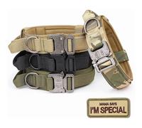 (As show, One size) Tactical Dog Collar - Liangnv Military Dog Collar with Mama Says I m Special Patch Thick with Handle K9 Collar Tactipup Dog Collars Adjustable Heavy D