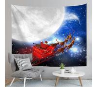 (As show, One size) Tapisserie de Nol Accessoires Santa Elk Tapisserie murale en acajou imprime sur le thme festif pour dcorations de fte (SDGT-004, 150_x_200_cm)