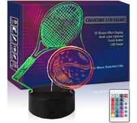 (As show, One size) Tennis Ball Night Light LED 3D Illusion Remote Control Lamp USB Mixed Color Christmas Festival Present Birthday Gift