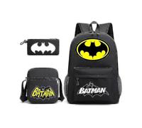 (As show, One size) The Batman Bruce Wayne School Bag Student Backpack Stationery Bag Small Satchel Three-piece Set Style A