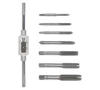 (As show, One size) Thread Gauge 8 Piece Tap Wrench Set, Metric Tap Set, Hand Screw Taps, Metric Thread Tap Set, M3 M4 M5 M6 M8 M10 M12 Tapping Drill Bit Set with 1/16-1