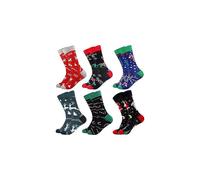 (As show, One size) Toes Home Christmas Novelty Funny Socks Mens, 6 Pairs Funky Casual Cotton Socks Fun Patterned Calf Xmas Socks for Men