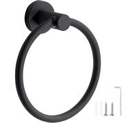 (As show, One size) Towel Rack, Frosted Black Towel Ring, 304 Stainless Steel Wall Mounted Towel Ring, Round Towel Rack for Bathroom, Kitchen (Black)