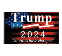 (As show, One size) Trump 2024 flags The Rules Have Changed - Keep America Great Donald Trump Outdoor Flag Banner with 2 Brass Metal Grommets Sewn Stripes