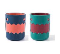 (As show, One size) Two-color toothbrush cup, cartoon little monster pattern (blue, orange and red green)