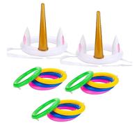 (As show, One size) Unicorn Party Games, Inflatable Ring Toss Game Set Include 2 Pieces Unicorn and 12 Pieces Toss Rings, Party Game Favors 2 Pack - -