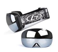 (As show, One size) Unisex ski goggles women men with interchangeable lenses, UV protection snow goggles ski goggles for people who wear glasses, anti-fog snowboard goggl