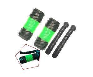 (As show, One size) Universal motorcycle handlebar shock-absorbing anti-skid rubber gloves (thick long hair [black, green and black], 1 pack)