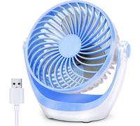 (As show, One size) USB Desk Fan Small Table Fan with Strong Airflow Ultra Quiet Portable Fan Speed Adjustable Head 360Rotatable Mini Fan for Home Office Bedroom