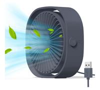 (As show, One size) USB Fan Mini Portable Fan Quiet Fan Desk Fan 3 Speeds Adjustable USB Powered, for Home and Office(Gray)