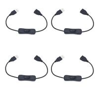 (As show, One size) USB Switch, 4pcs 30cm USB Extension Cable with On/Off Switch, Compatible for Driving Recorder, Desk Lamp, LED Strip