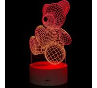 (As show, One size) Valentines Day 3D Bear Night Light 16 Colors Change Sleep Lamp Optical Illusion Lamp LED Bear Desk Lamp for Lover Wife Boyfriend Girlfriend, Remote To