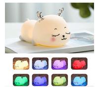 (As show, One size) Veilleuse Bb, 7 Couleurs Lumire LED Veilleuse Enfant Rechargeable Silicone Souple Veilleuse de Bb Enfant Avec de USB Minuteur Portable Veilleuse Lampe