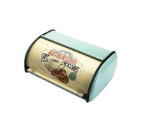 (As show, One size) Vintage Bread Box Storage Bin Rollup Top Light Blue Small Powder Coated Bread Iron Snack Boxes Food
