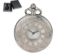 (As show, One size) Vintage Pocket Watch, Quartz Pocket Watch with ChainSilver, Men's Pocket Watch, Classic Roman Numerals Ancient Pocket Watch Chain for Men, Clothes