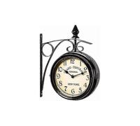 (As show, One size) Wall Clock Wrought Iron Garden Clock Handmade 2 Sided Clock Grand Central Terminal New York