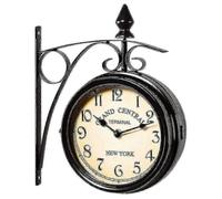 (As show, One size) Wall Clock Wrought Iron Garden Clock Station Clock 2-sided Handmade Grand Central Terminal New York