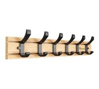 (As show, One size) Wall Coat Rack Hook 6 Active Hooks Bamboo Hat Rack