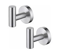 (As show, One size) Wall Hook Towel Holder Bathroom Coat Hooks Matte Black 304 Stainless Steel Coat Rack Towel Rack Storage 2 PiecesSilver