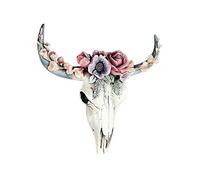 (As show, One size) Wall Ornament Beautiful Decorative Resin Succulent/Flower Cow Skull Hanging Pendant for Room