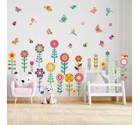(As show, One size) Wall Stickers Flower Grass Corner Baseboard Decorative Sticker Butterflies Floral Baseboard Wall Decor Bedroom Kids Baby Nursery Classroom