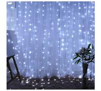 (As show, One size) Waterproof Copper Wire Curtain Lamp, With Remote Control, Usb Fairy Tale Lamp Plug, 3 * 2 (200 Lamps) (Normal White)