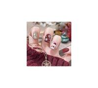 (As show, One size) Wedity 24Pcs Christmas Tree Love Short Fake Nails Pearl Flowers Dog Rabbit Acrylic False Nails Press on Nails for Women Girls (A)