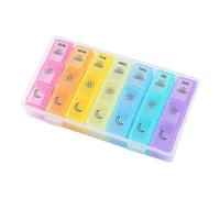 (As show, One size) Weekly Pill, Vitamin Organizer Box, Moisture-Proof Pill Case Medication Reminder Portable Travel Container Storage Box