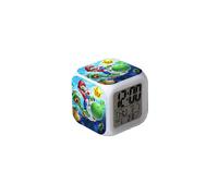 (As show, One size) Wekity Super Mario Colorful Alarm Clock LED Square Clock Digital Alarm Clock with Time, Temperature, Alarm, Date