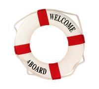 (As show, One size) Welcome Aboard Foam Nautical Life Ring Boat Wall Hanging Home Decoration Red 50cm