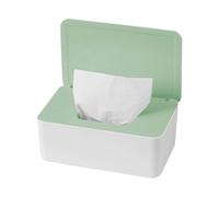 (As show, One size) Wet Tissue Box, Wipe Box, Dustproof Wet Wipes Storage Box with Lid for Home Office, White and Green