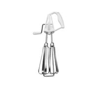 (As show, One size) White Hand Mixer Egg Beater Stainless Steel Rotary Manual Mixer Kitchen Tools
