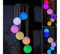 (As show, One size) Wind Chimes Crystal Ball Solar Wind Chime LED Color Changing Hanging Wind Light Glowing Wind Chimes Outdoor Decor Mom Gifts Thanksgiving Gift Grandma