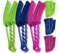 (As show, One size) Window Blind Duster, Set of 3 Air Conditioner Shutter Brushes with 3 Microfiber Sleeves.