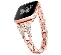(As show, One size) Wipalor Compatible with Apple Watch Band 38mm 40mm 41mm, Lightweight for Women, Easy Adjustable Bracelet, Shiny Diamond on Butterfly, Jewelry Metal St
