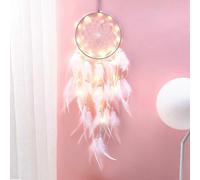 (As show, One size) With LED Light-Dream Catcher, Handmade Feather Dream Catcher Luminous Dream Catcher for Bedroom Home Decoration Wall Hanging Mobile Decorative Girls K