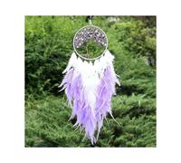 (As show, One size) Without Light - Wall Hanging Dream Catcher Handmade Crystal Dream Catcher Circular Tree of Life with Feathers Traditional Bohemian Home Decor Craft De