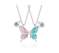 (As show, One size) Women's Fashion Pendant Necklace Double Butterflies, can be worn together or separately