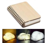 (As show, One size) Wooden book lamp, mini foldable Led book lamp, magnetic USB rechargeable lithium battery, illuminating room decoration, book shaped lamp, novel and pe