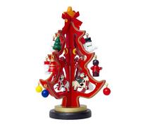 (As show, One size) Wooden Christmas Tree Festive Crafting Table Desk Decorations Holiday Gift (Red)